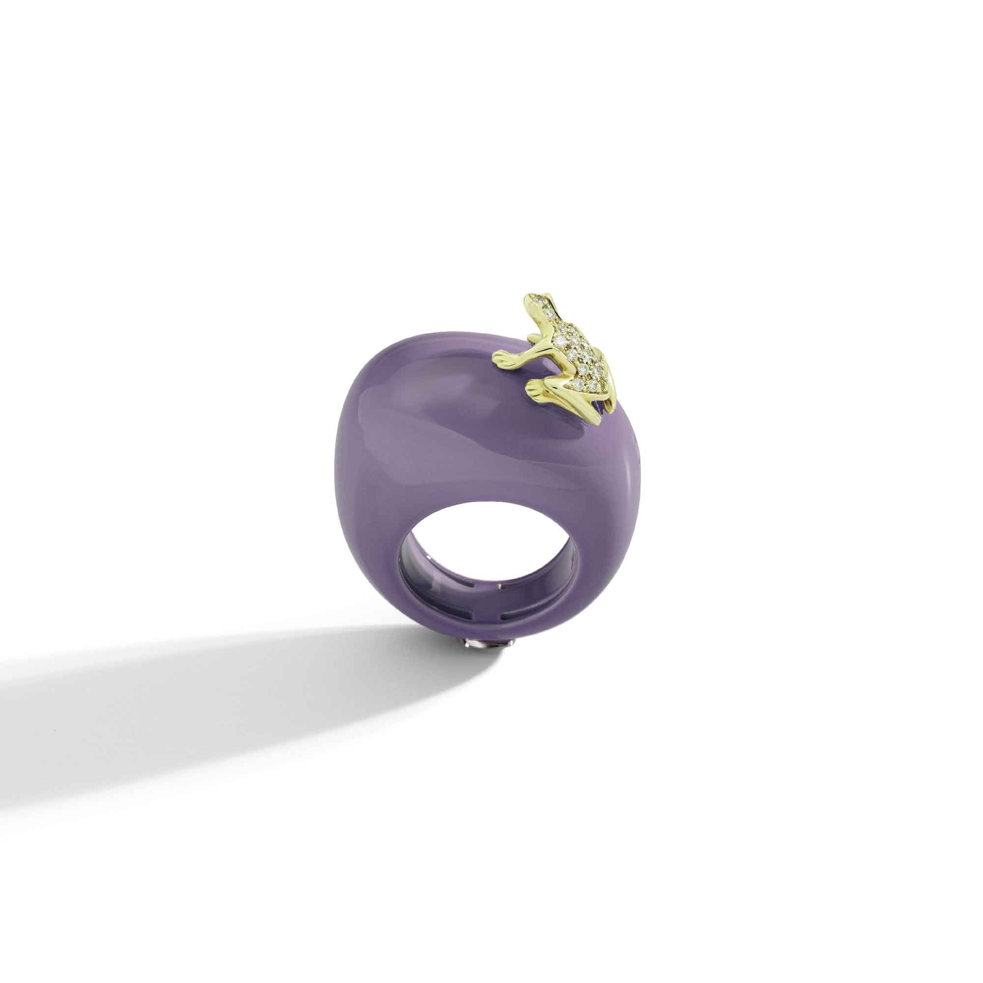 Purple Happy Frog Ring Diamonds - COI Exclusive