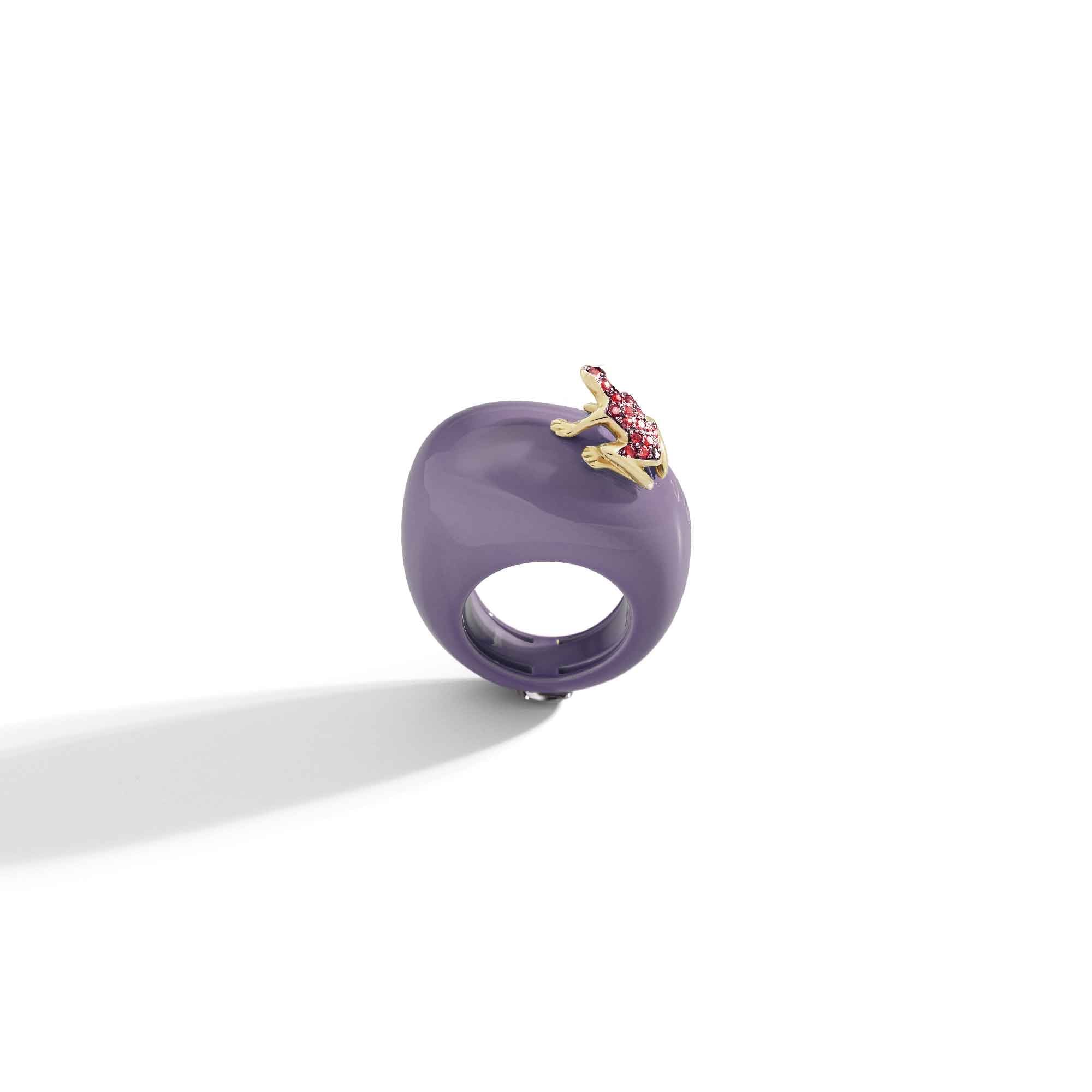 Purple Happy Frog Ring Rubies - COI Exclusive
