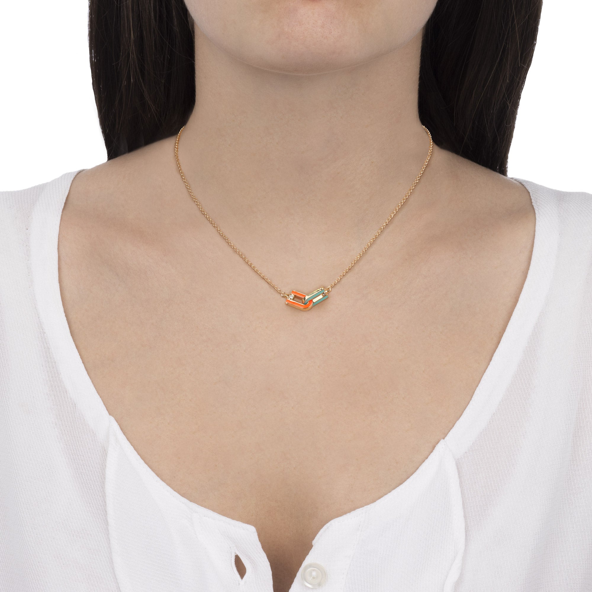 Legami Necklace Orange/Aquamarine Enamel