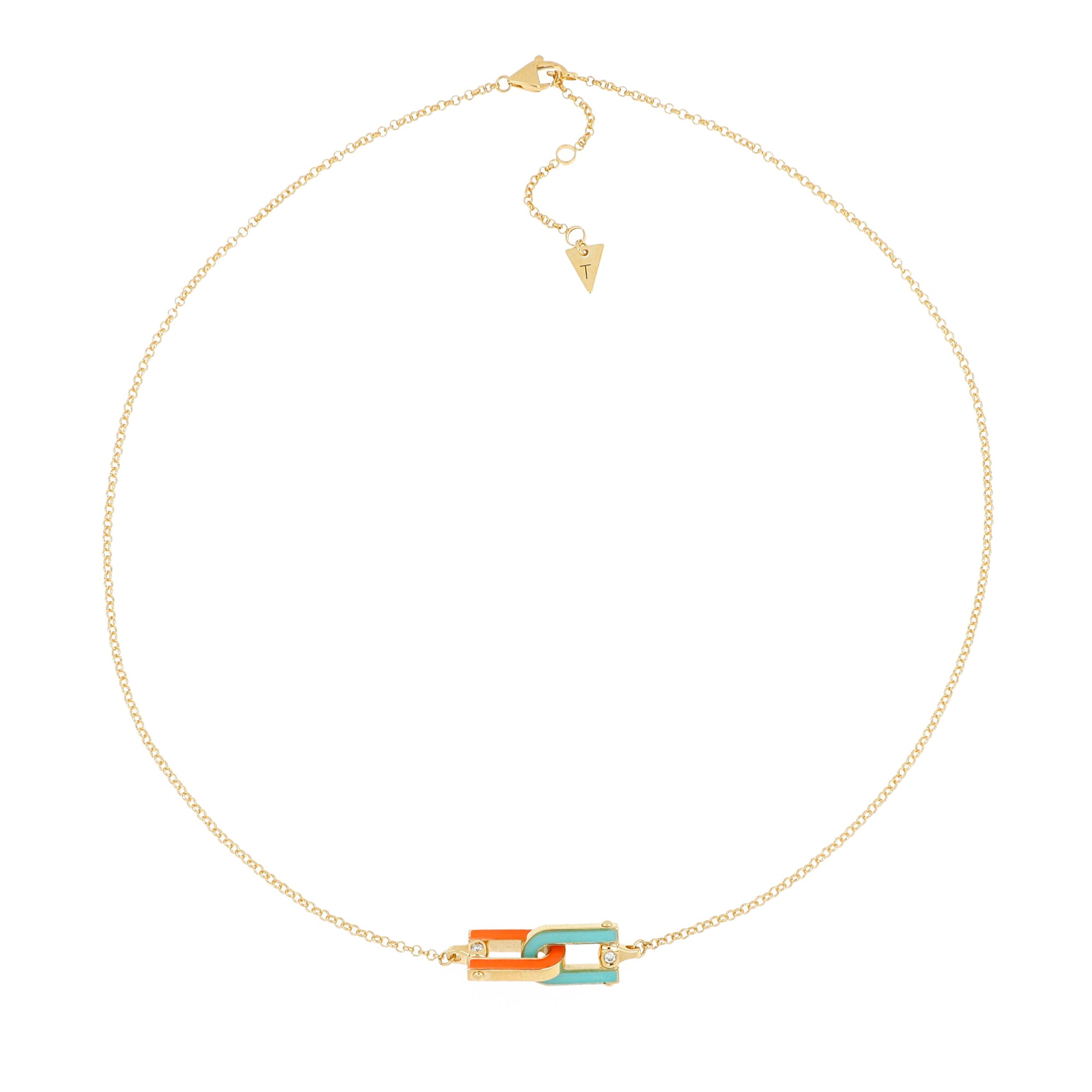Legami Necklace Orange/Aquamarine Enamel