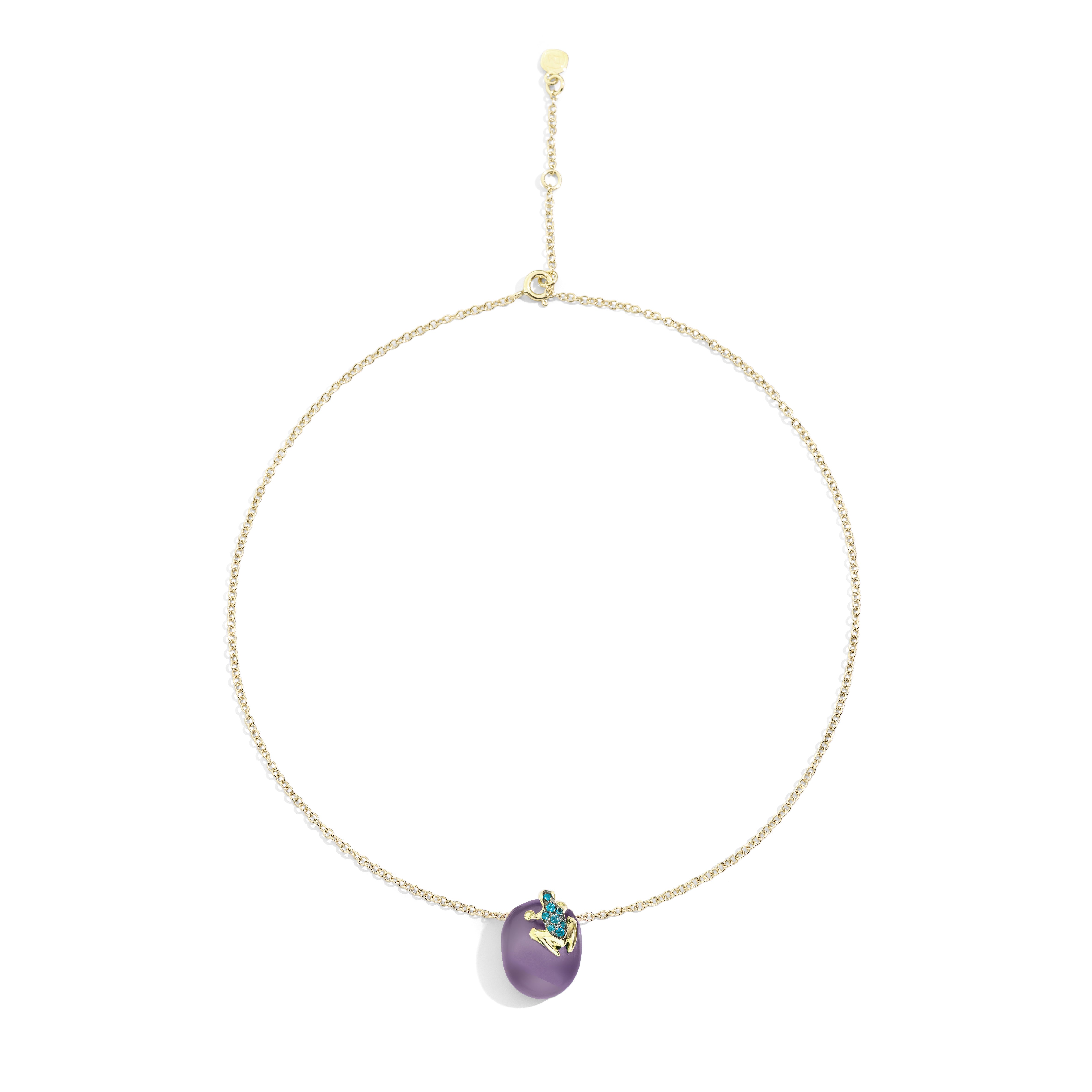 Purple Happy Frog Necklace Emeralds - COI Exclusive