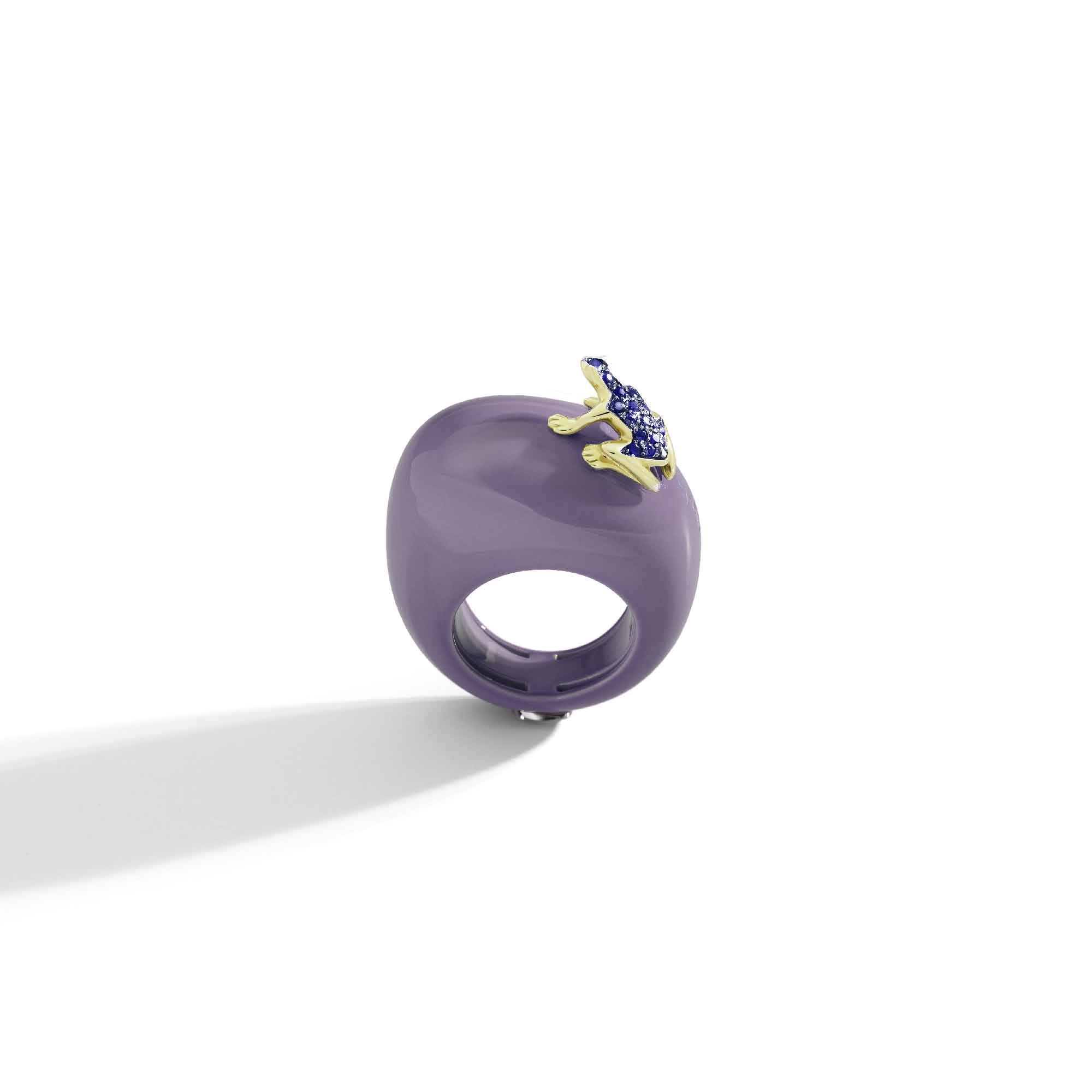 Purple Happy Frog Ring Sapphires - COI Exclusive