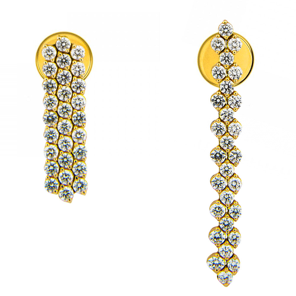 Multi-size Earrings 3 Rows Diamonds