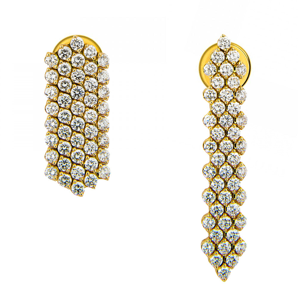 Multi-size Earrings 5 Rows Diamonds