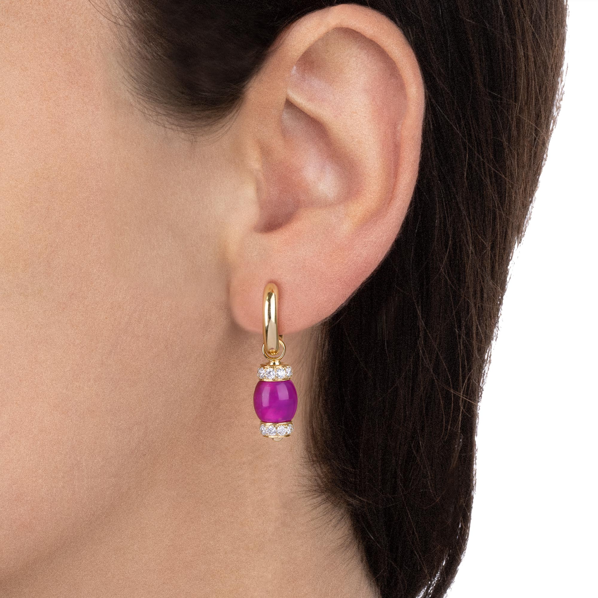 Worn - Le Carrousel Earrings Purple Jade and Diamonds