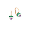 Bonbon Earrings Triangle With Amethyst And Green Onyx And Diamonds