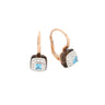 Bonbon Earrings Square Blue Topaz, Smoky Quartz And Diamonds