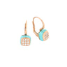 Bonbon Earrings Square With Turquoise And Diamonds