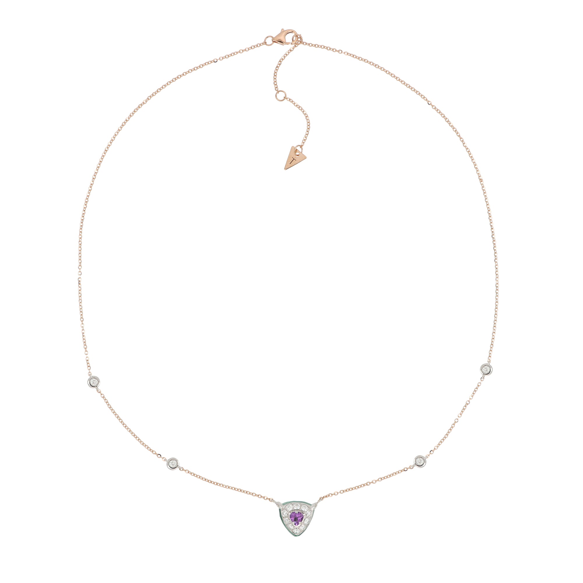 Bonbon Necklace Triangle With Amethyst, Green Onyx And Diamonds