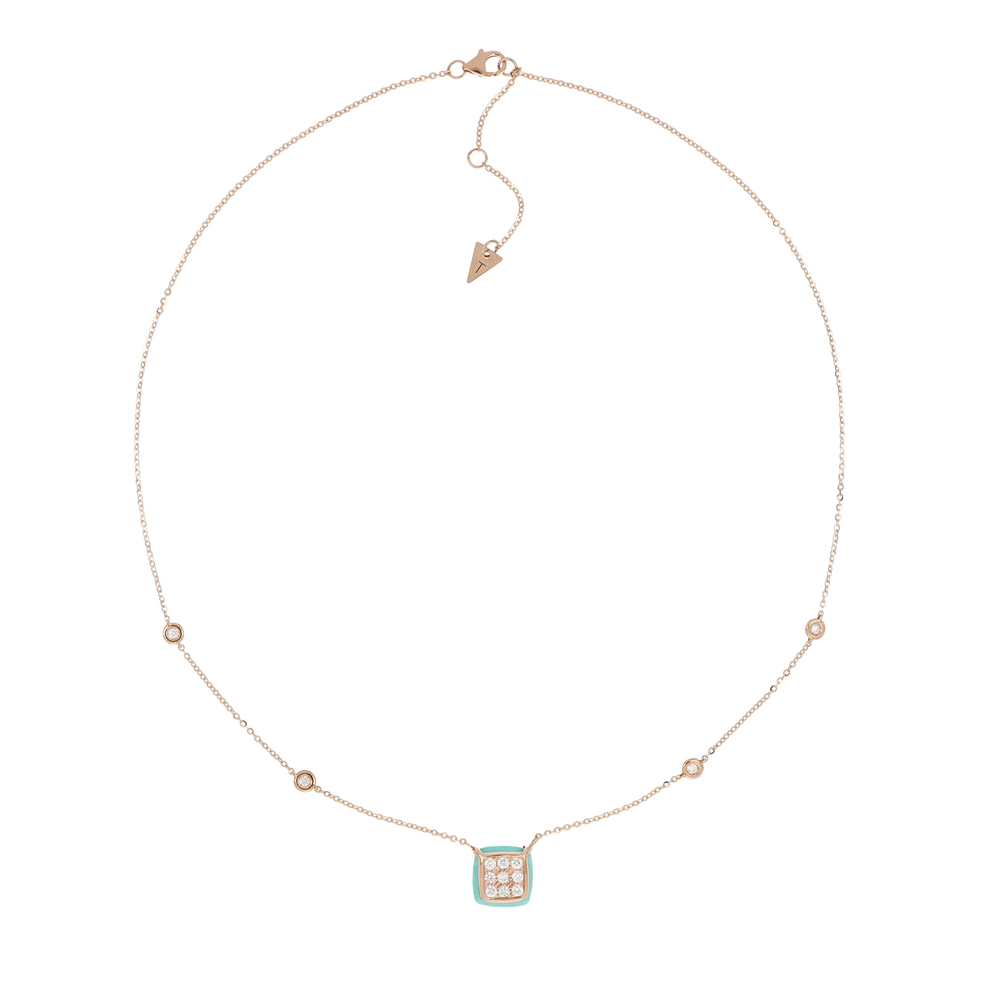 Bonbon Necklace Square Turquoise And Diamonds