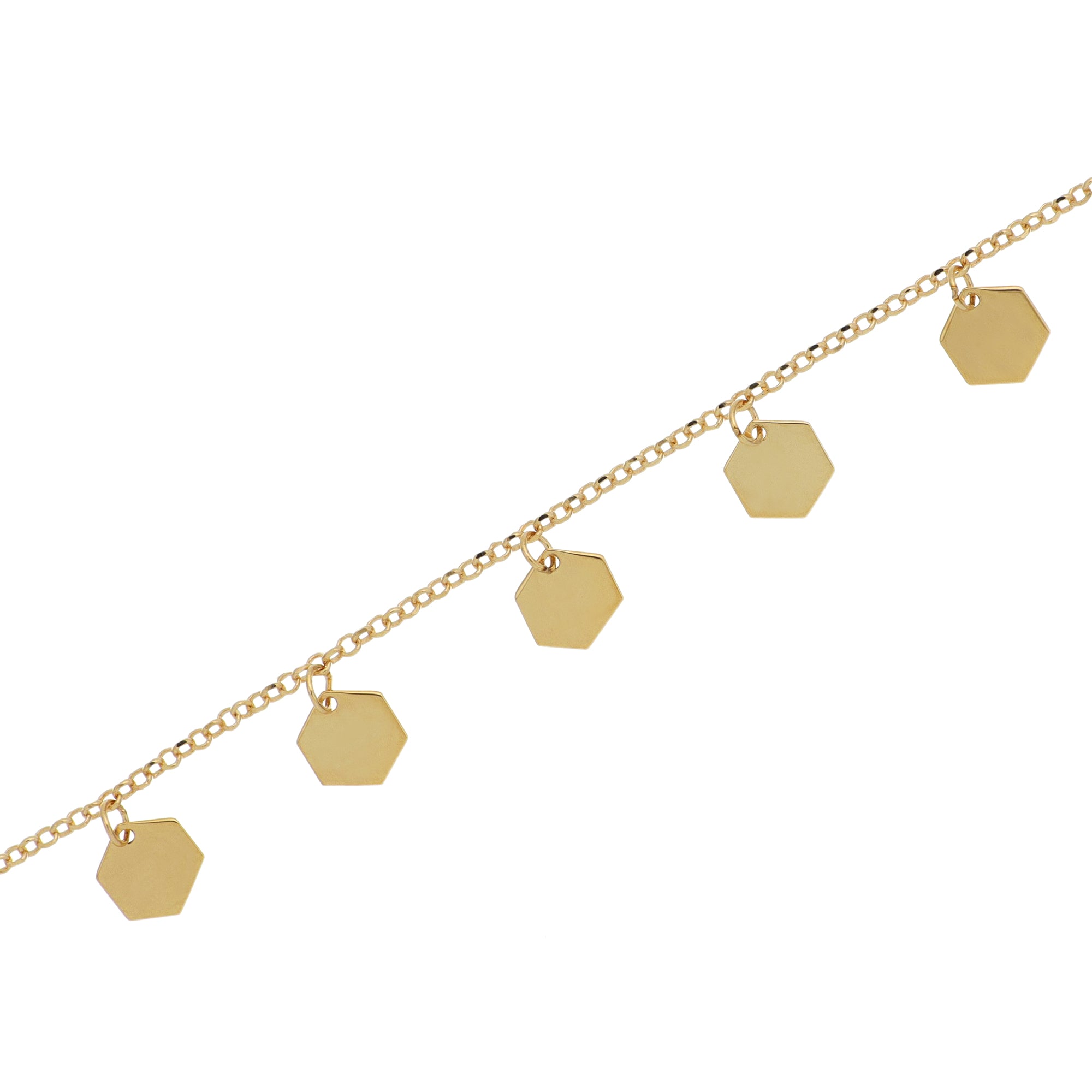 Gold Bracelet Hexagonal Pendants - Detail