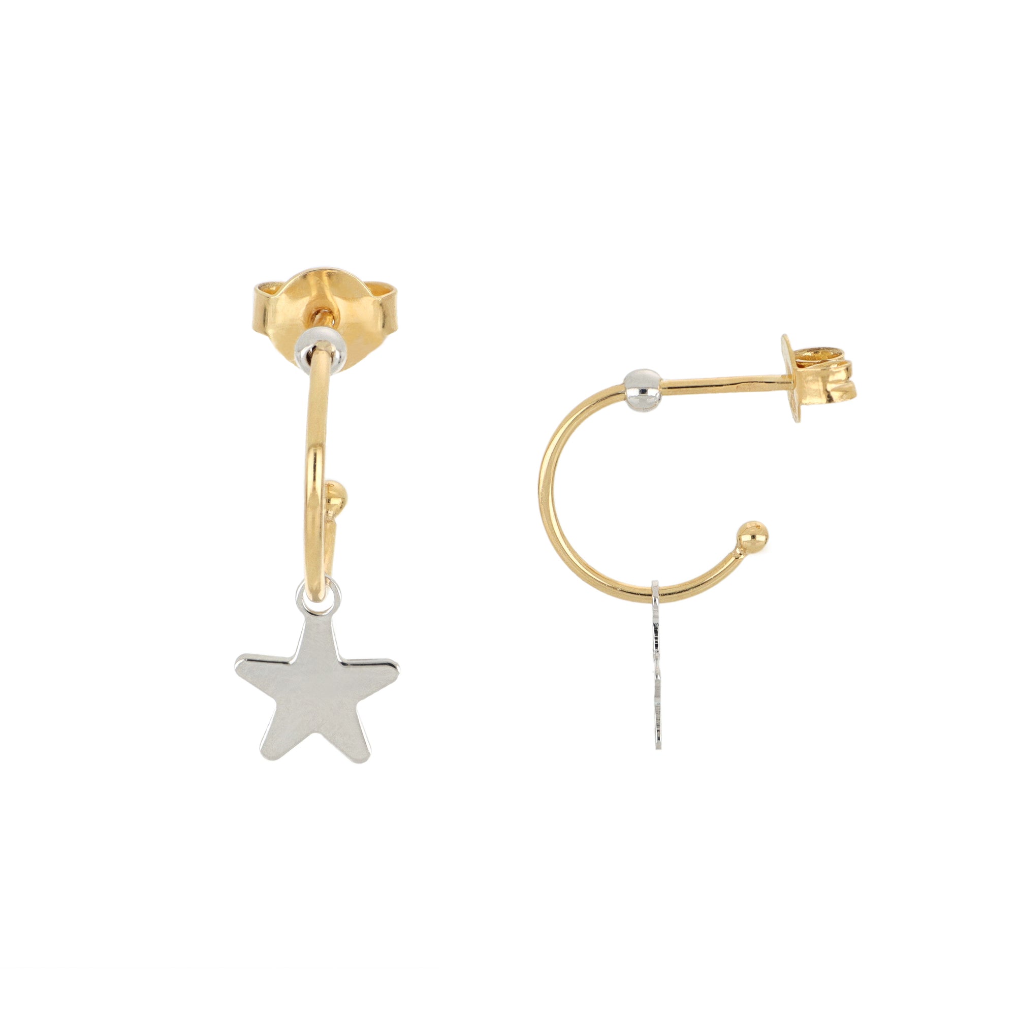 White Gold Star Earrings