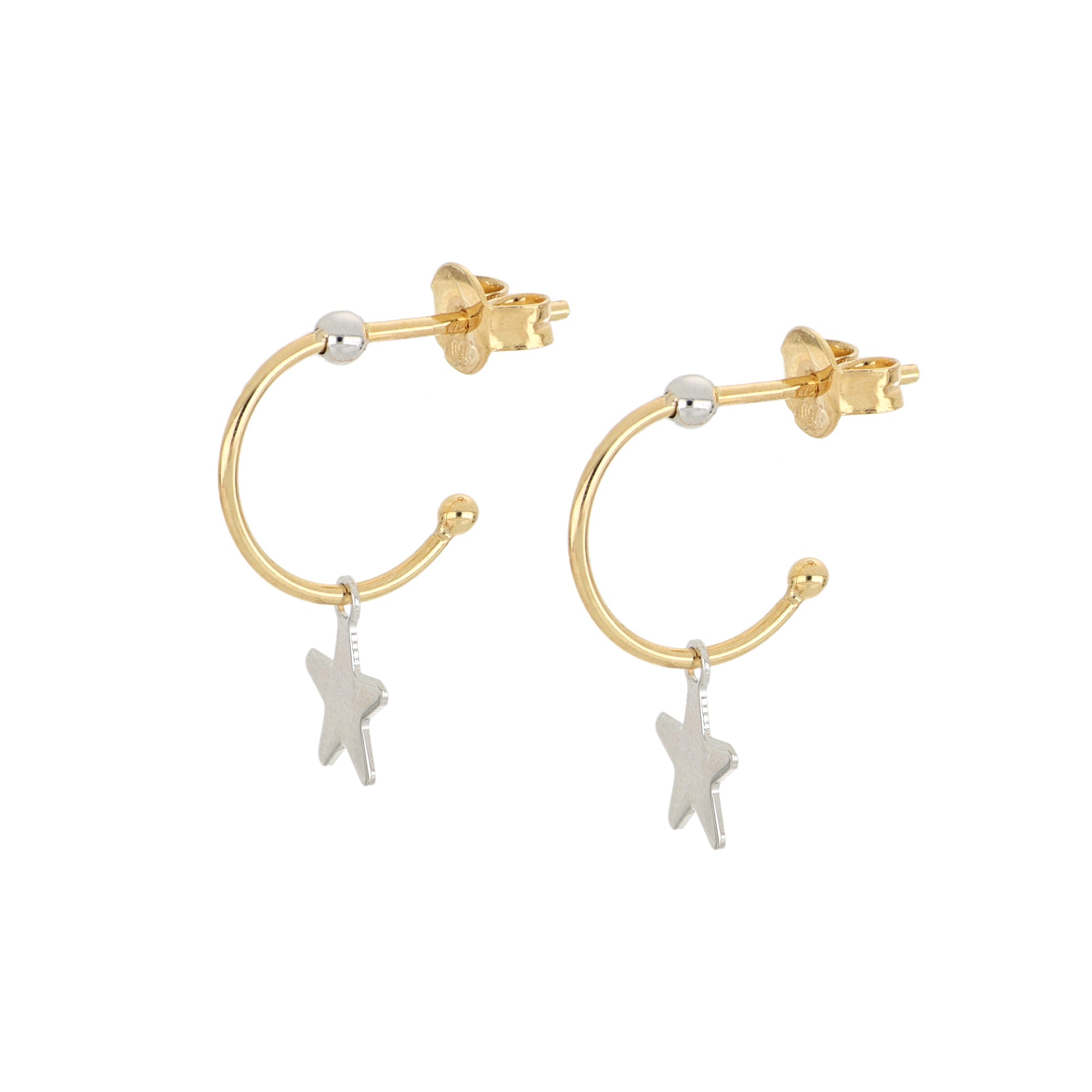 White Gold Star Earrings - Details