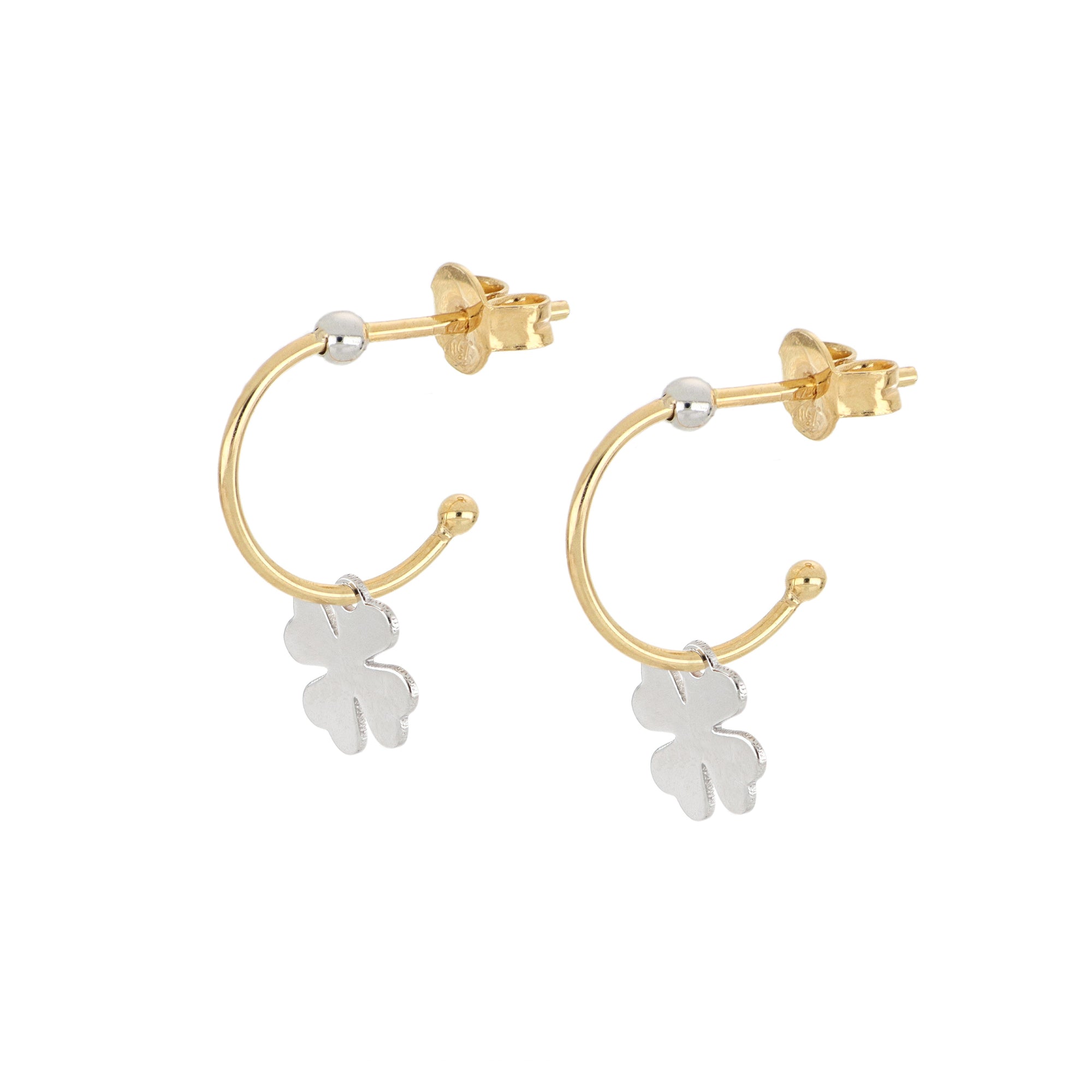 White Gold Four-leaf Clover Earrings