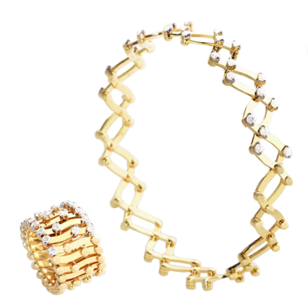 Serafino 1492 Ring Bracelet Yellow and White Gold