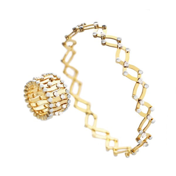 Serafino 1492 Ring Bracelet Diamonds and Rhodium