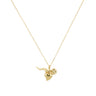 Necklace with heart, four-leaf clover and horn