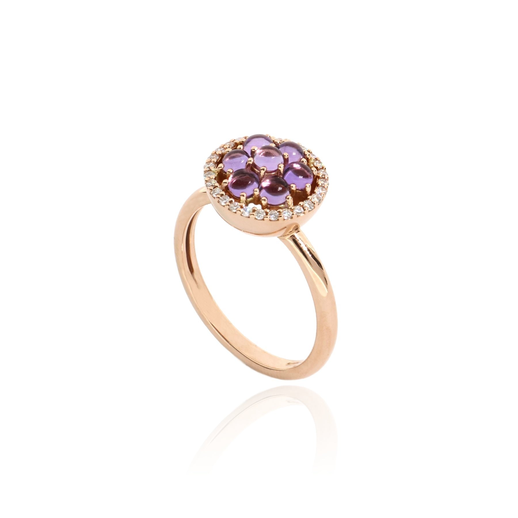 Video Rose Gold Ring With Amethyst And Diamonds