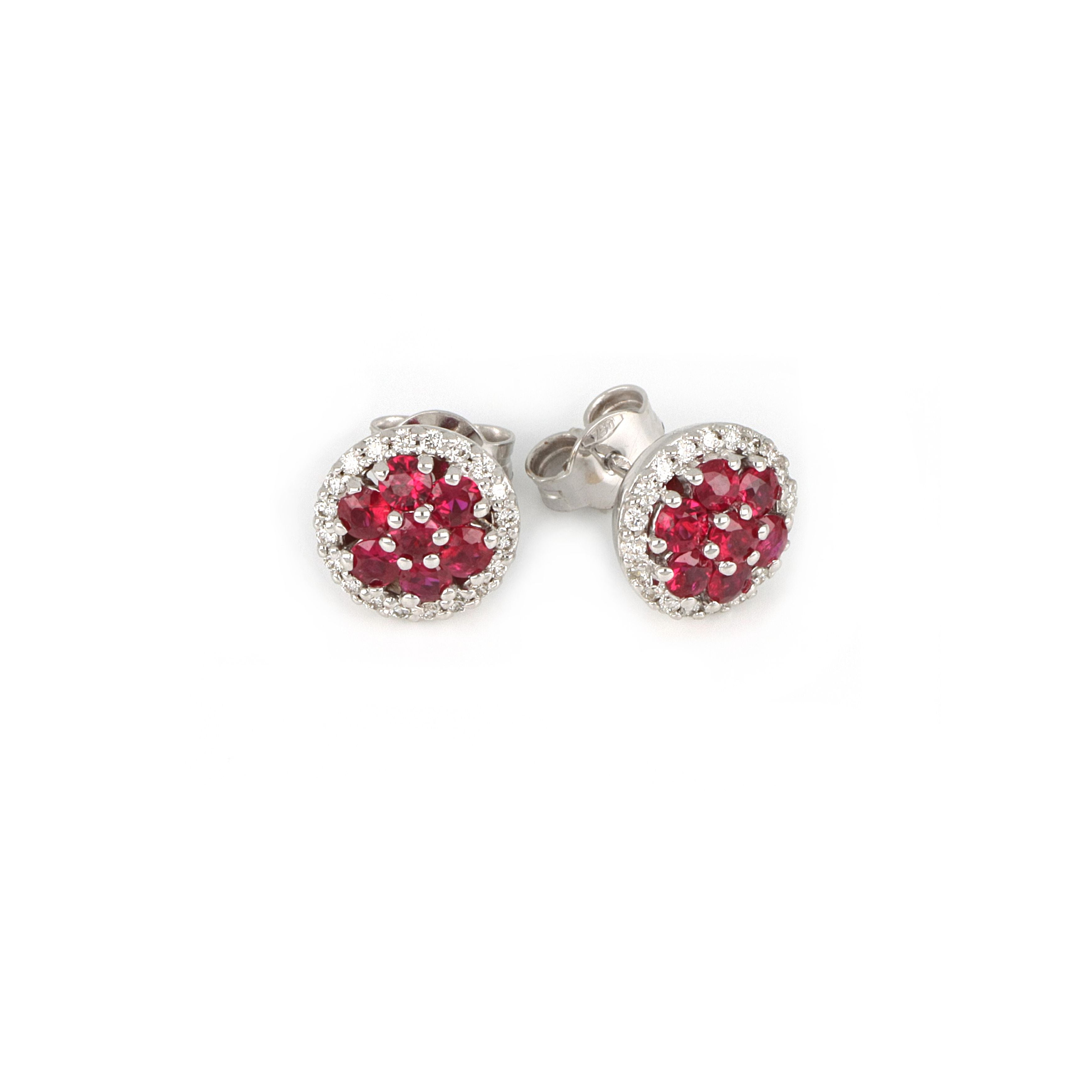Video White Gold Earrings With Rubies And Diamonds