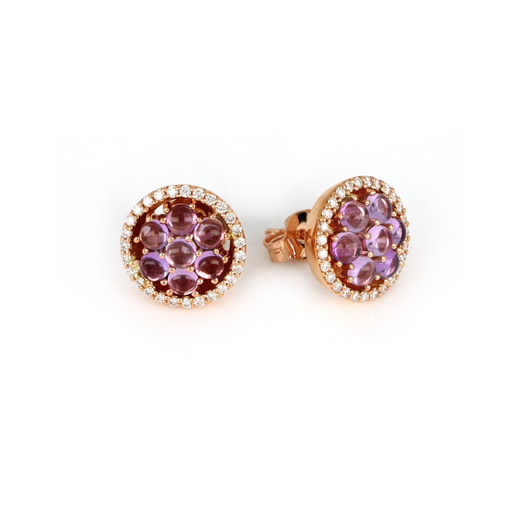 Video Rose And White Gold Earrings With Amethyst And Diamonds