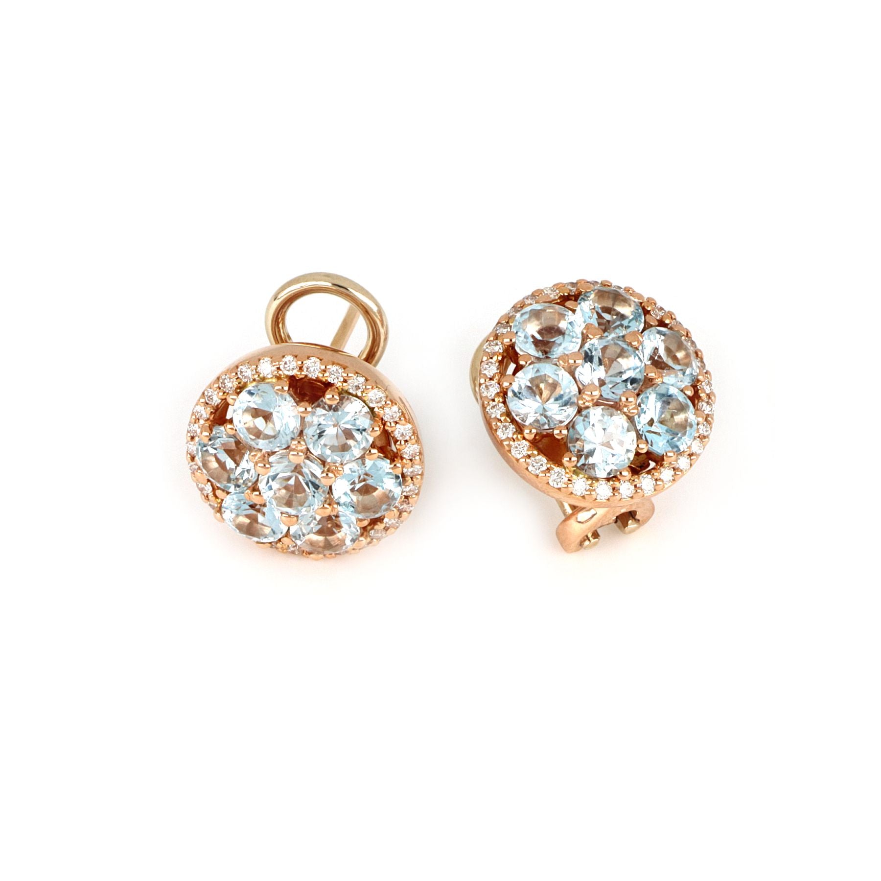 Rose And Yellow Gold Earrings With Topazes And Diamonds