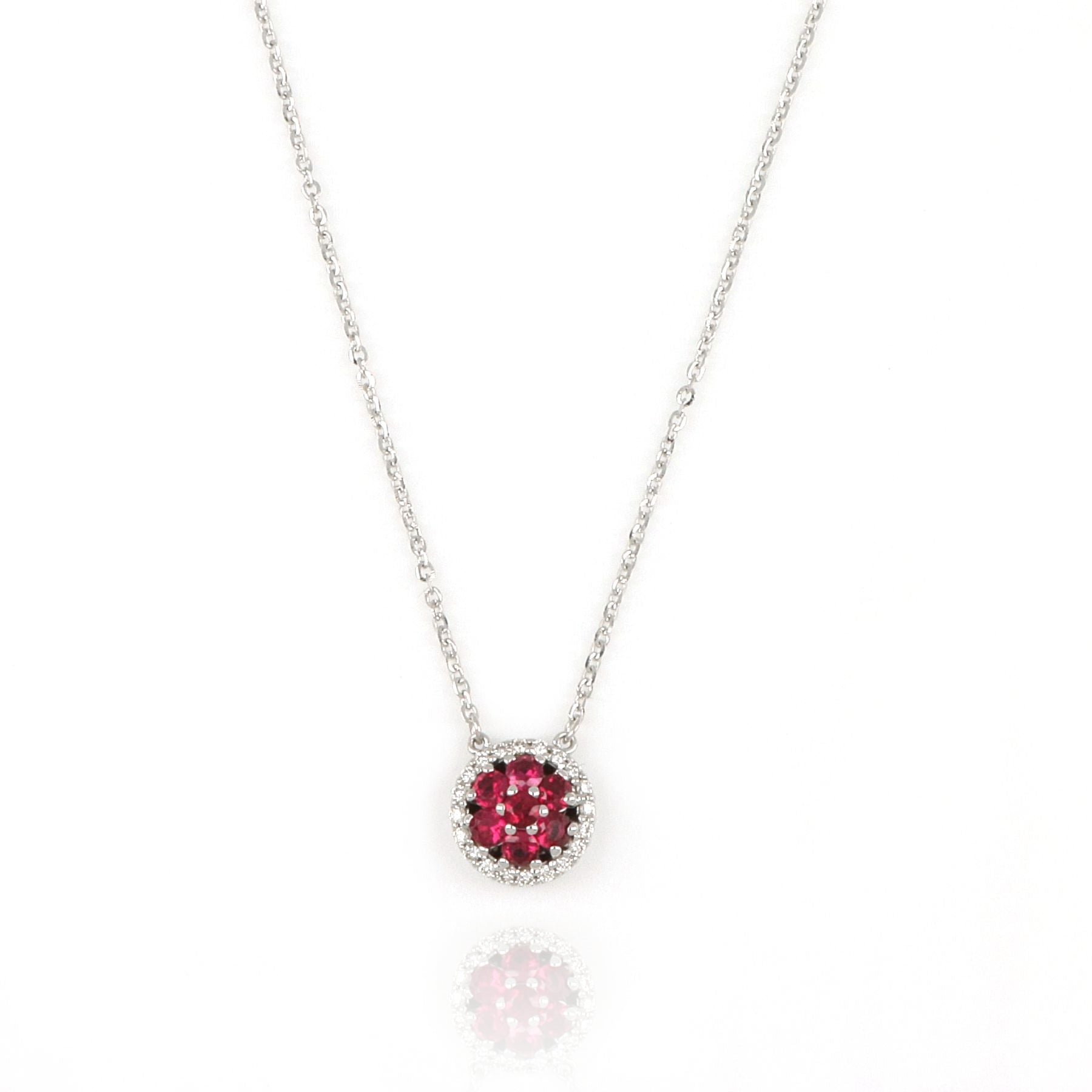 White Gold Necklace With Rubies And Diamonds