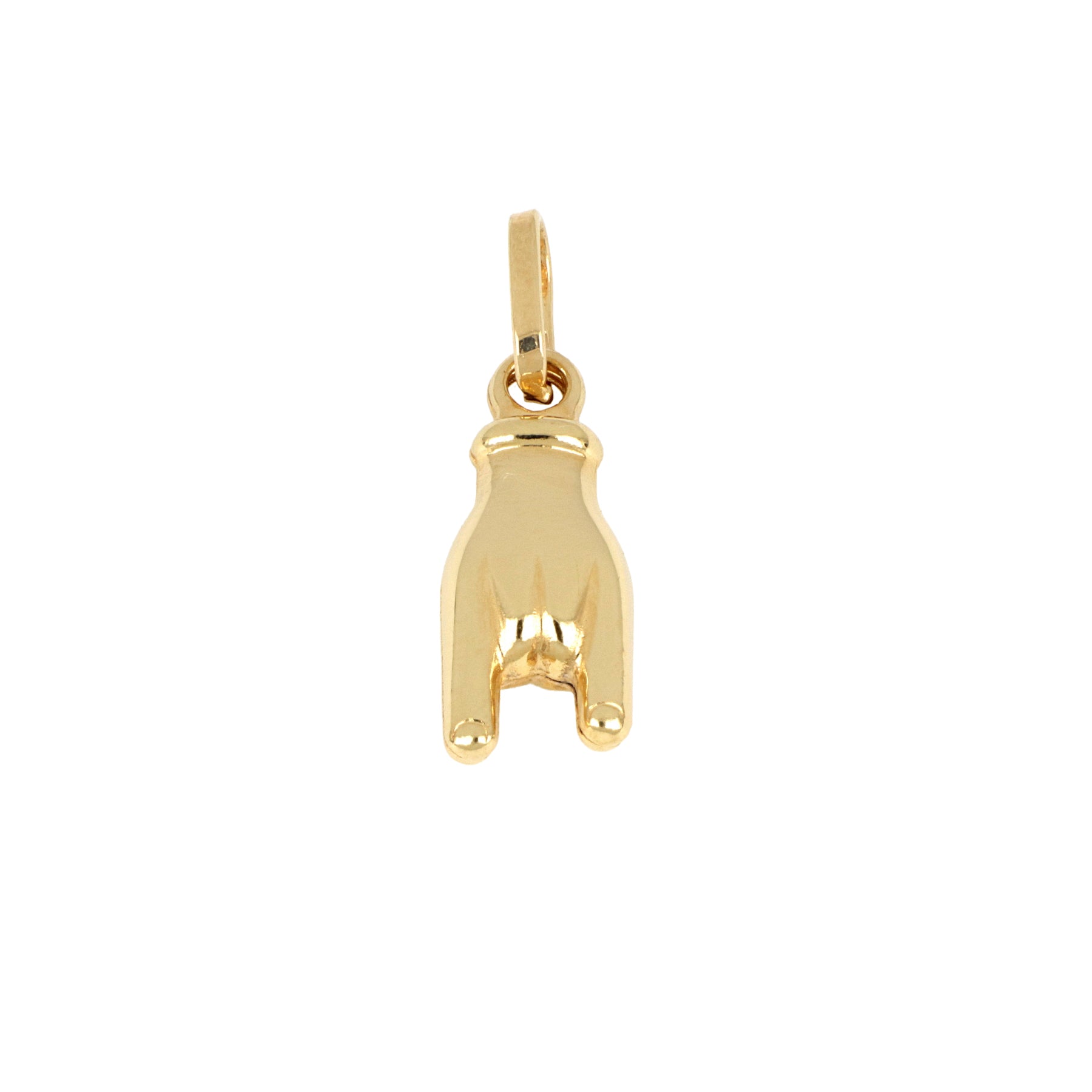 18 kt yellow gold Italian good luck talisman charm, to keep the envious people away. Length 2.2 cm.