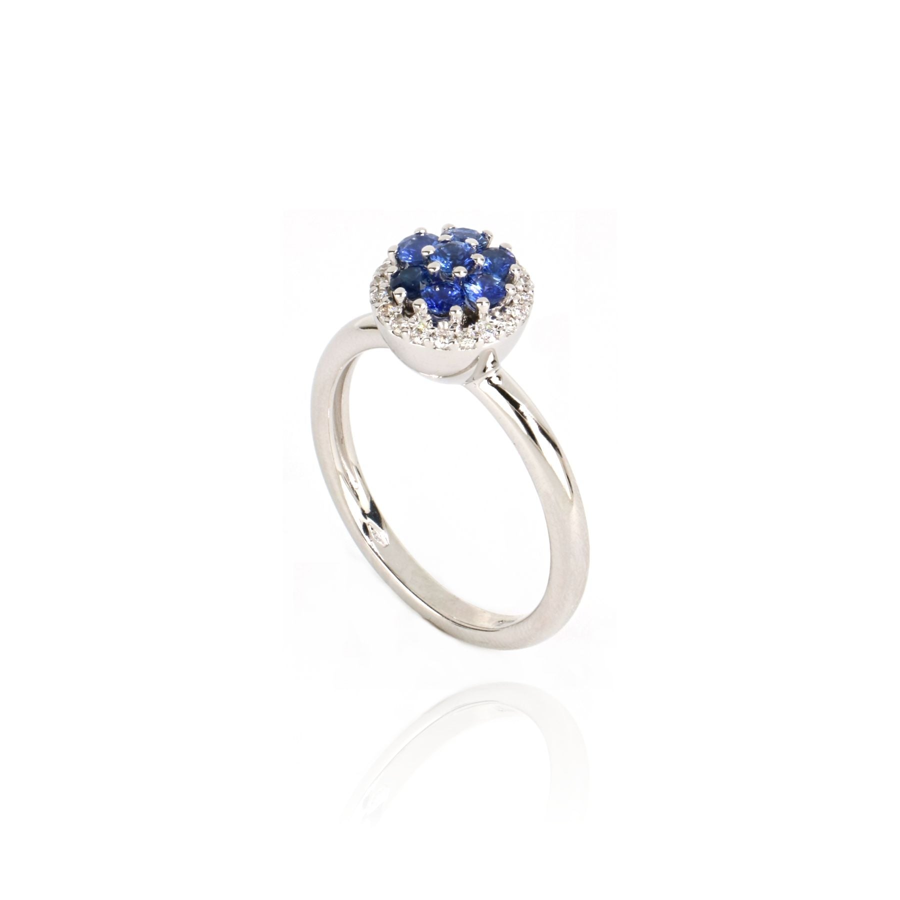 White Gold Ring With Sapphires And Diamonds