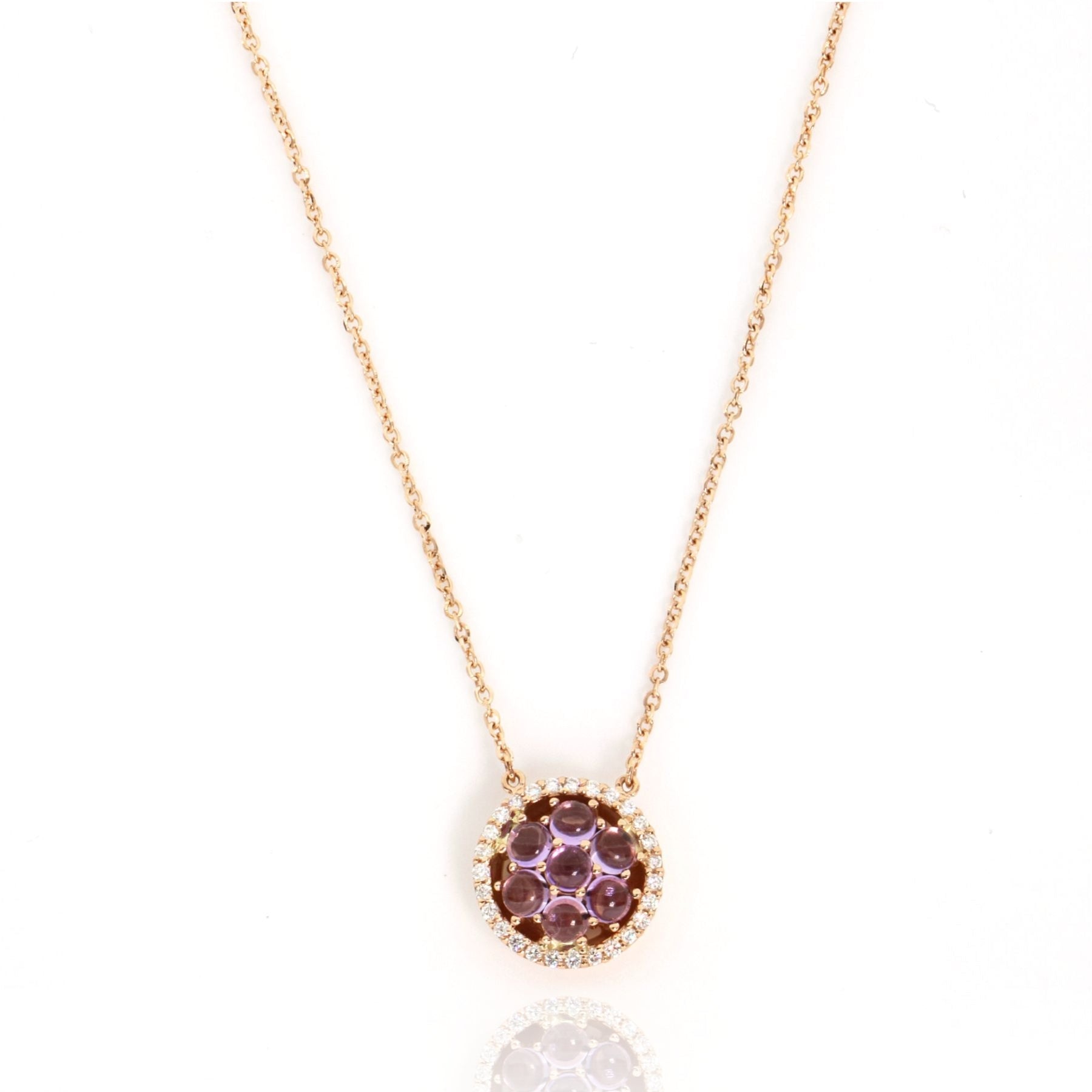 Video Rose And White Gold Necklace With Amethyst And Diamonds