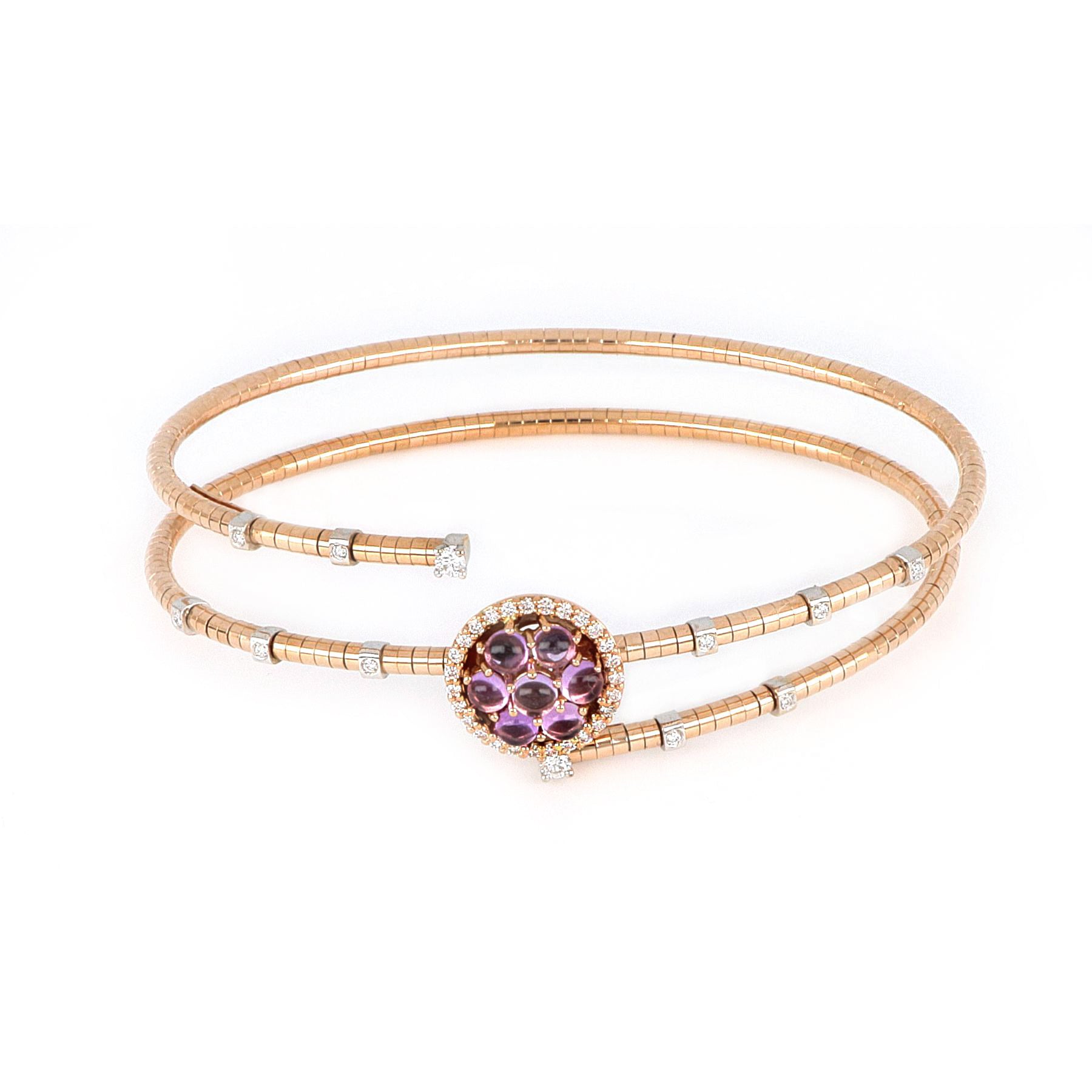 Video Rose And White Gold Bracelet With Amethyst And Diamonds