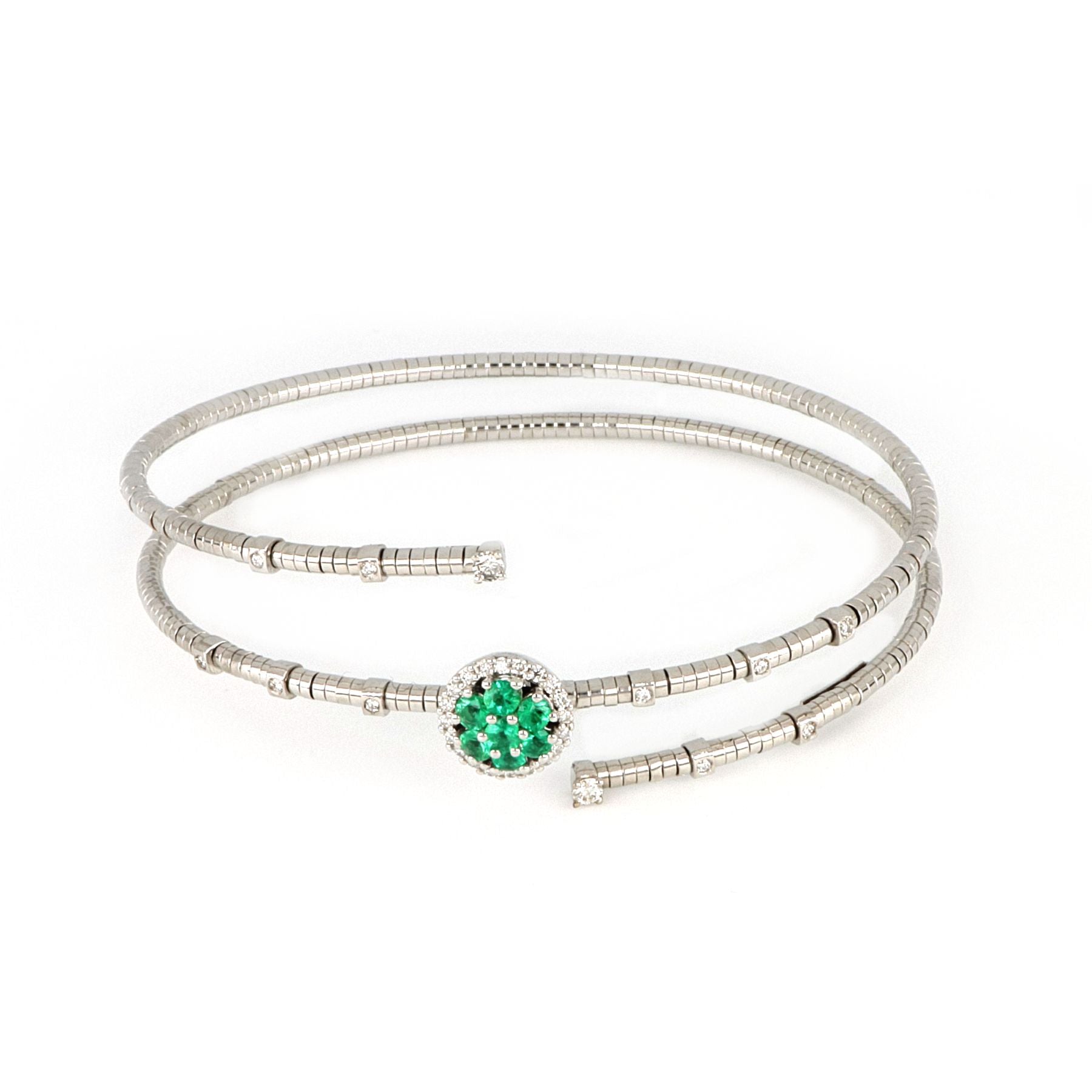 White Gold Bracelet With Emeralds And Diamonds