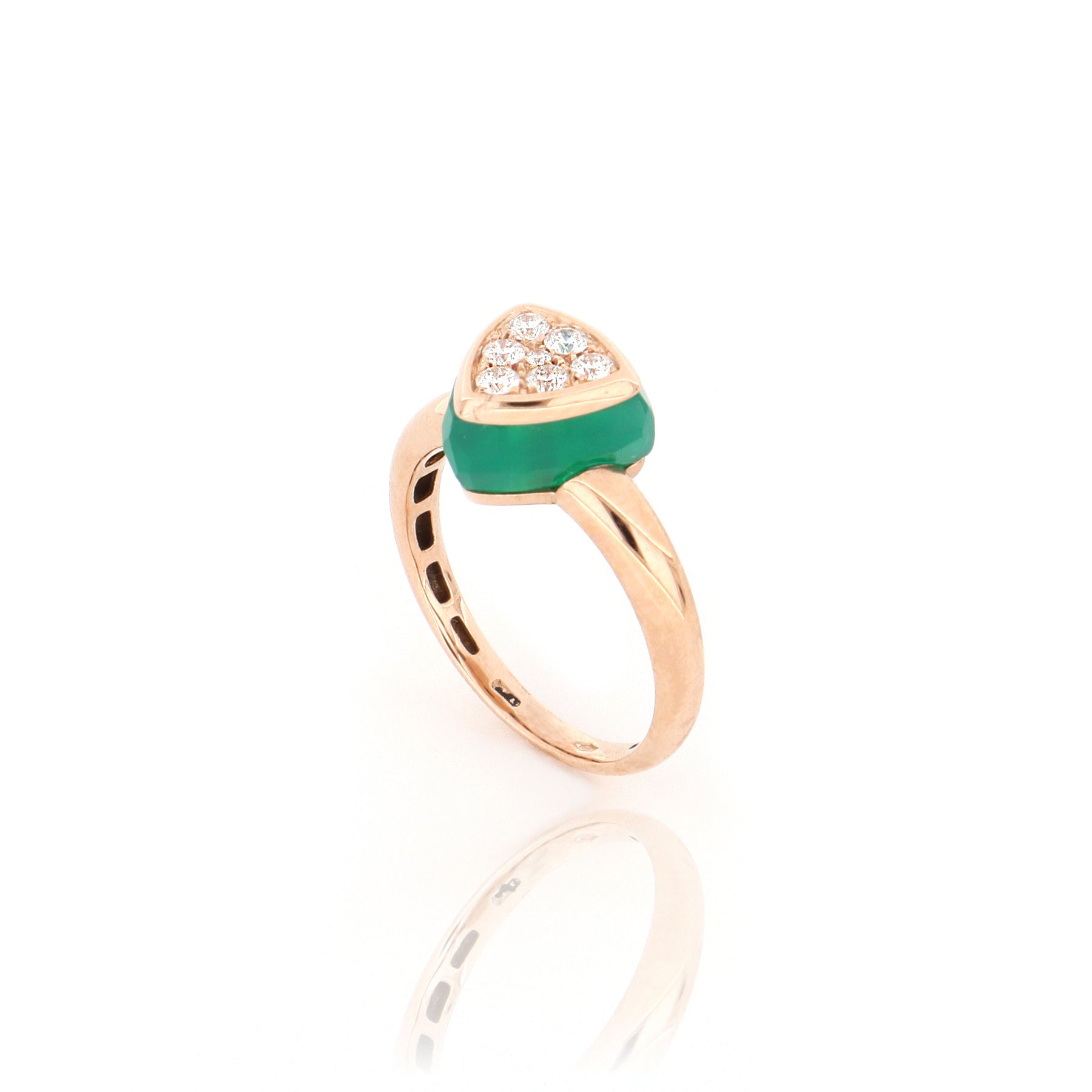 Les Petits Bonbons Ring Triangle With Green Onyx And Diamonds