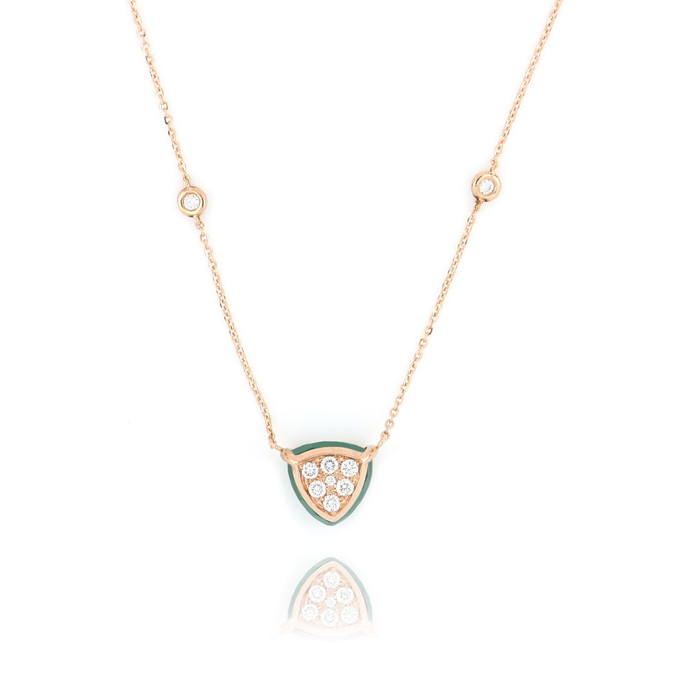 Les Petits Bonbons Necklace Triangle Green Onyx And Diamonds