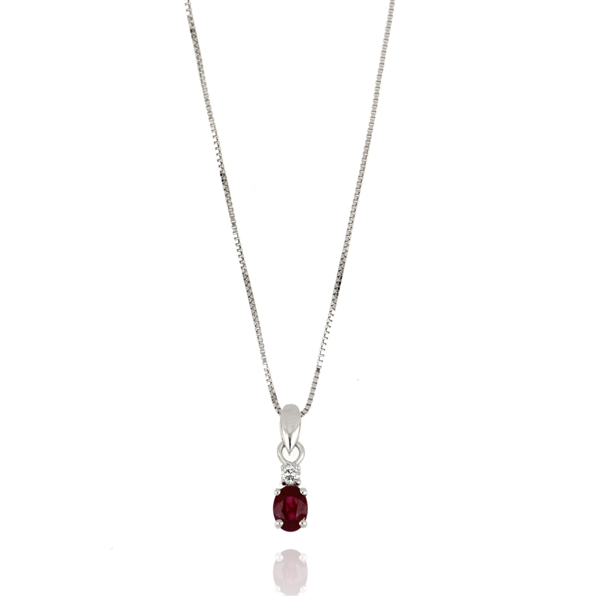 Necklace With Diamond And Ruby Pendant