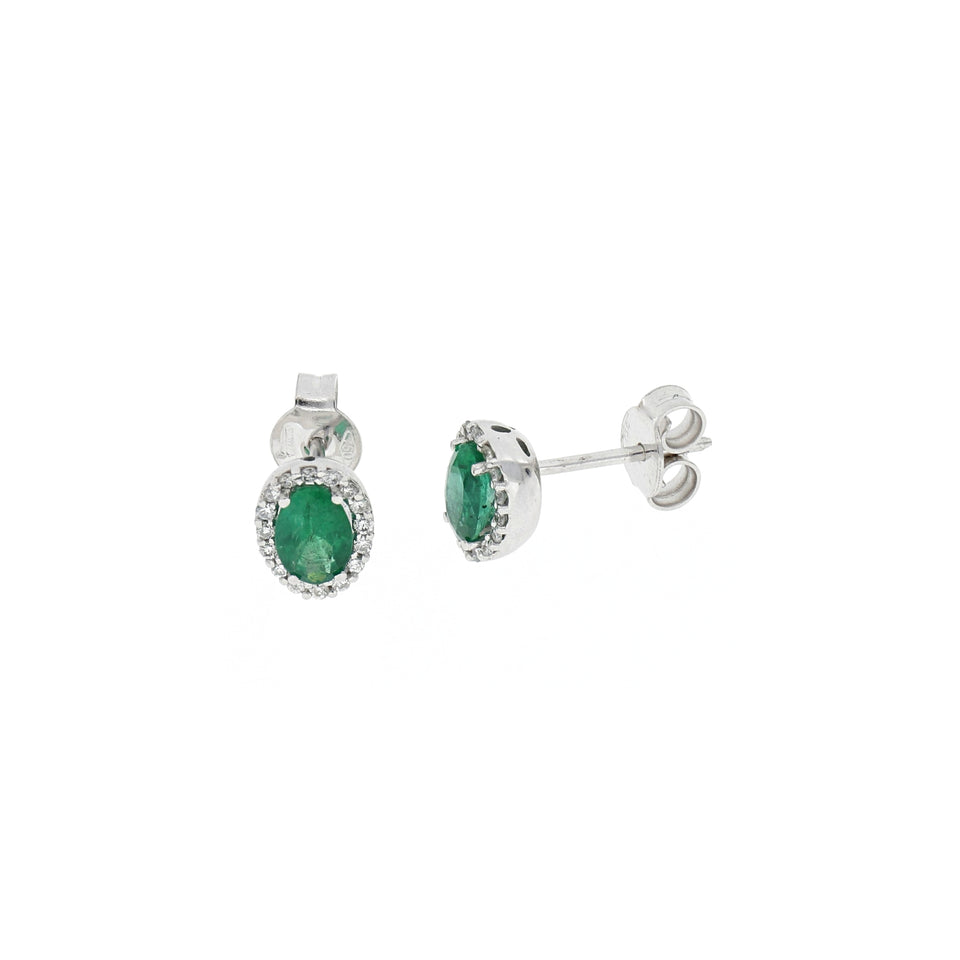 Earrings With Diamonds And Emerald