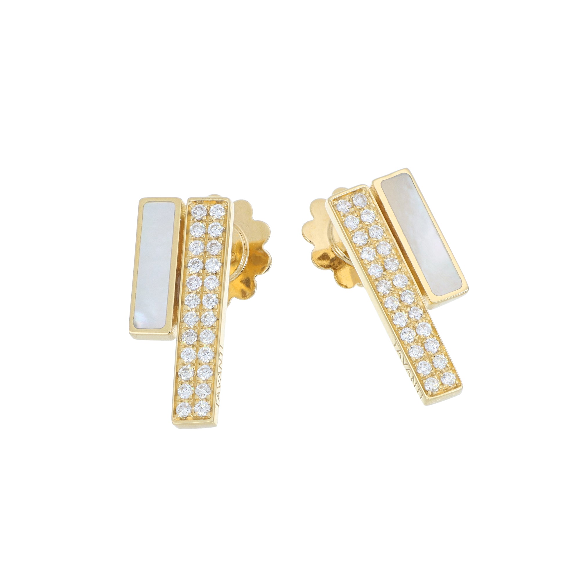 Video Unica Earrings Double Decoration Mother of Pearl and Diamonds