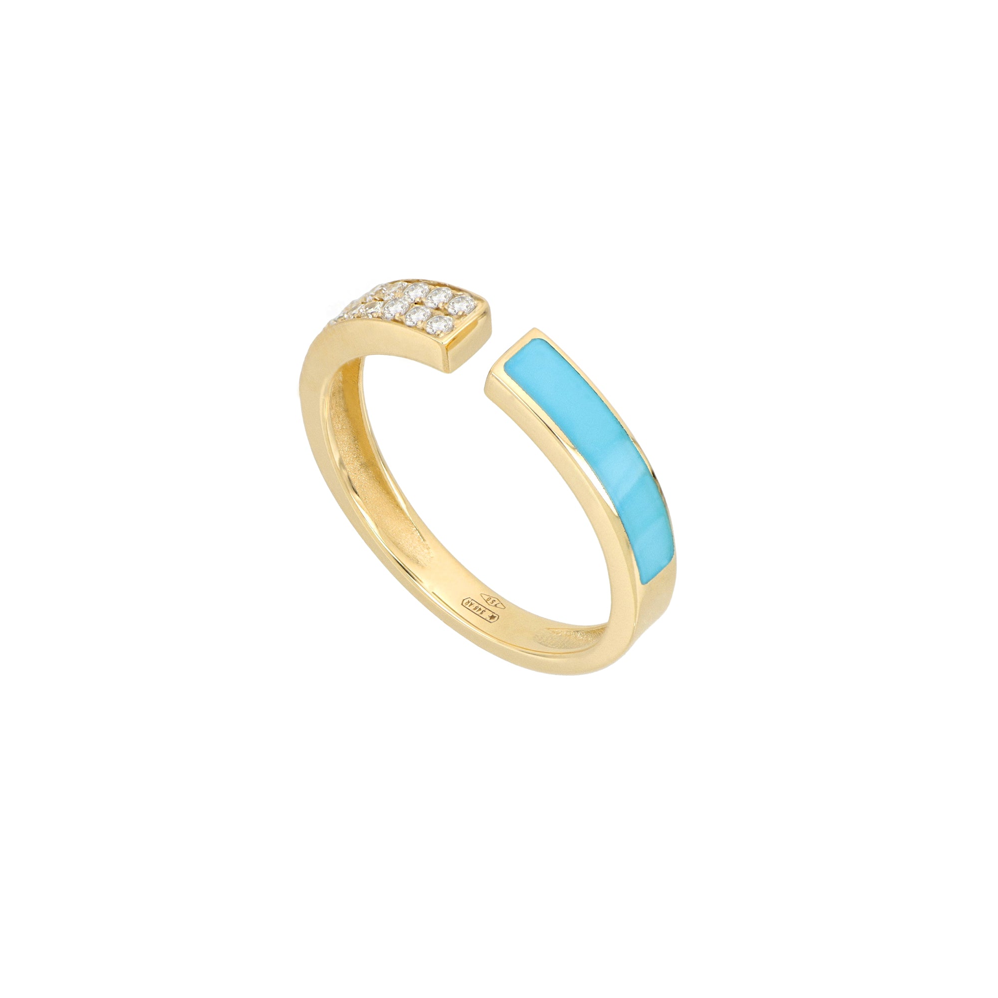 Video Unica Open Ring Turquoise and Diamonds