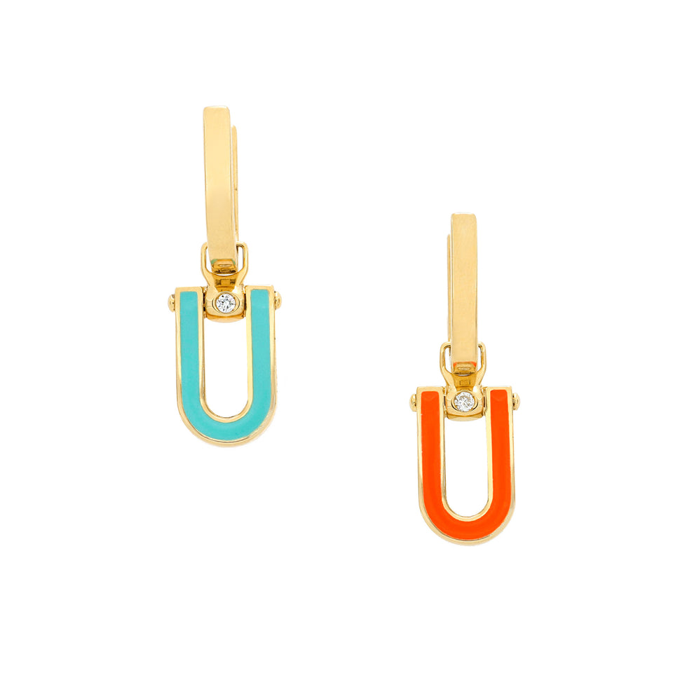 Legami Earrings Orange/Aquamarine Enamel