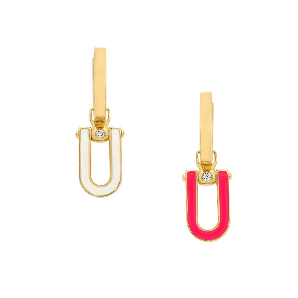 Video Legami Earrings Pink/White Enamel