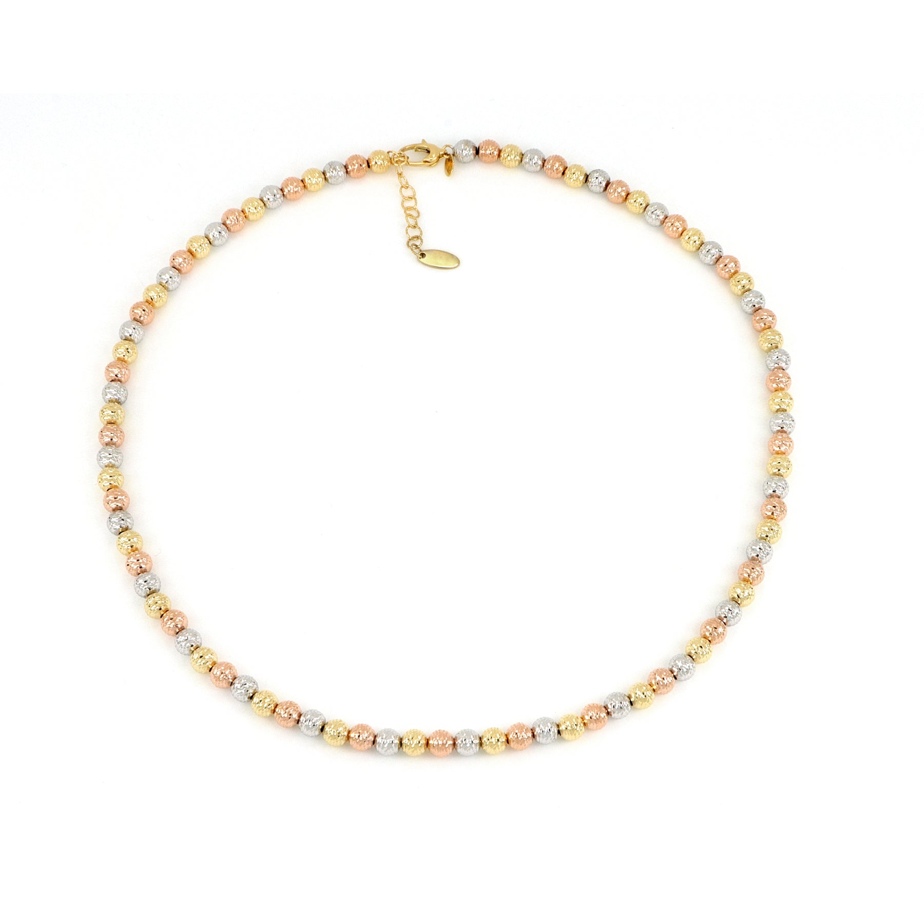 Tri-Colour Diamond-Cut Beaded Necklace