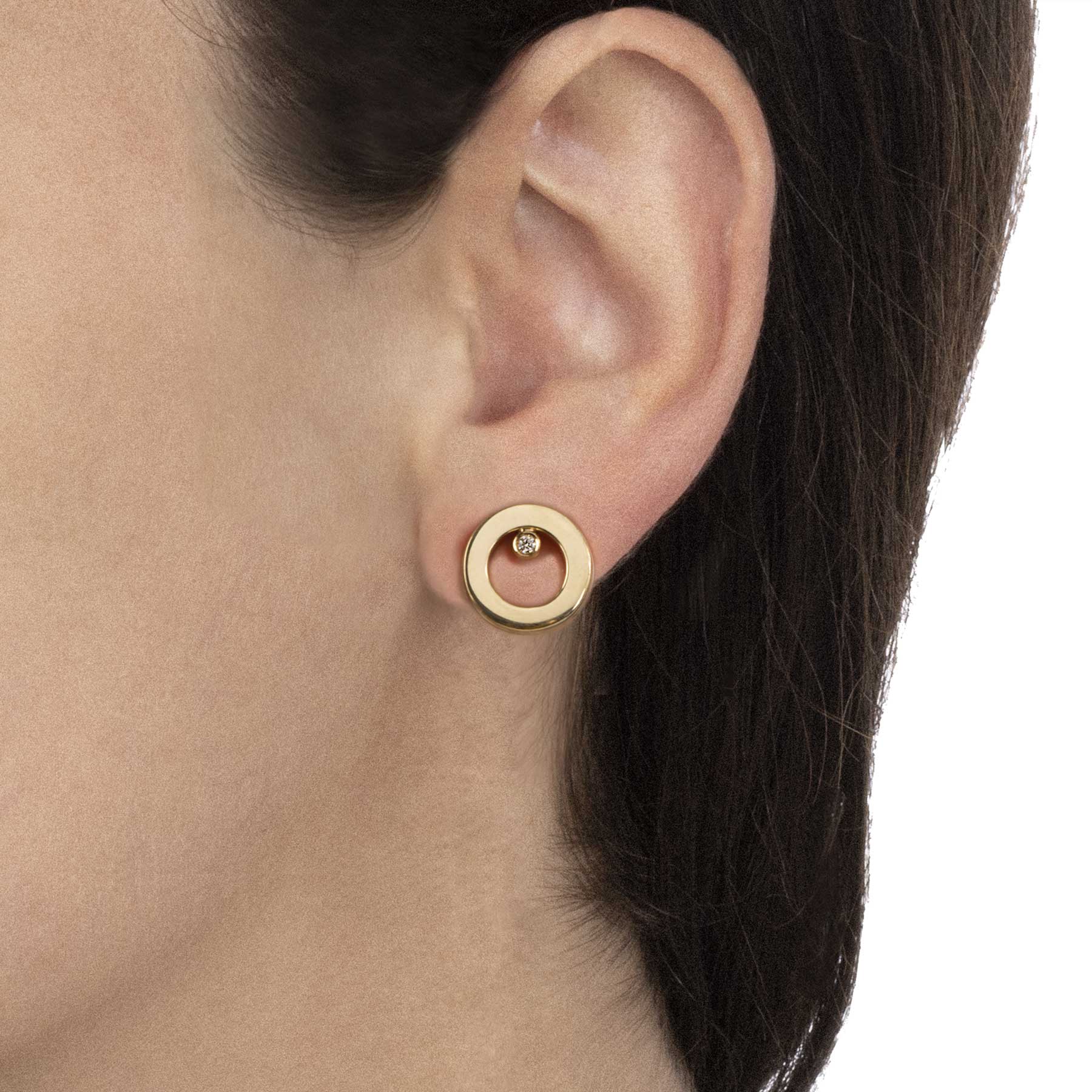 Essenza Earrings Polished Gold And Diamonds