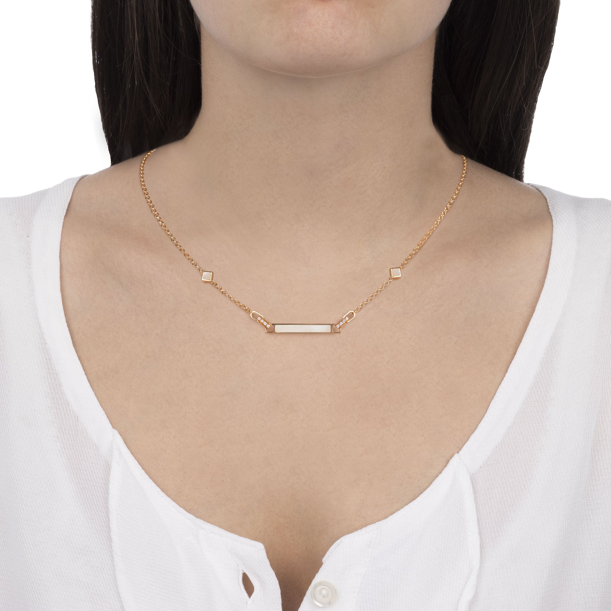 Unica Necklace Mother of Pearl and Diamonds
